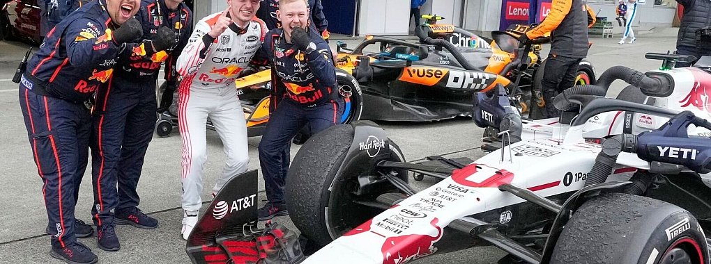 Max Verstappen (3.v.l) ist in Suzuka eine Klasse für sich. - © Shuji Kajiyama/AP/dpa