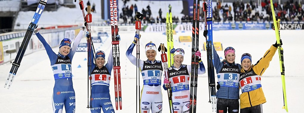 Gimmler/Hennig (r) erreichten in Lahti das Podest. - &copy; Vesa Moilanen/Lehtikuva/dpa