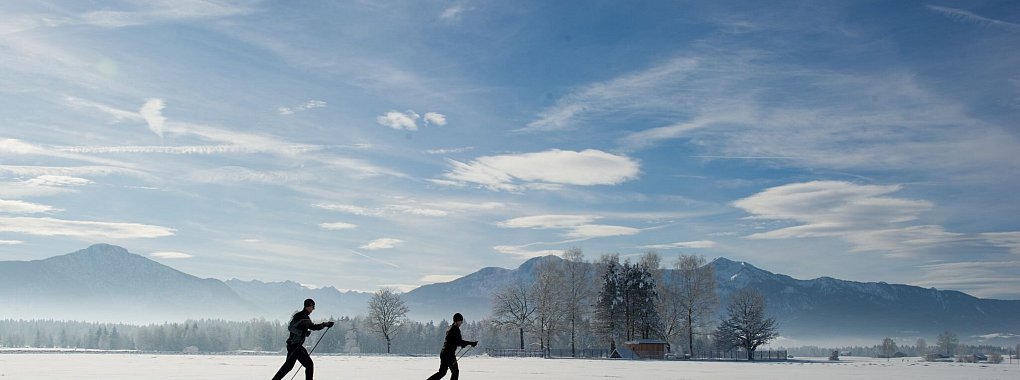 Bei der Klassik-Variante des Skilanglaufs gleitet man auf langen Skiern in zwei parallelen Spuren im Schnee. - © Tobias Hase/dpa-tmn