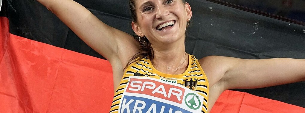 Gesa Krause freut sich &uuml;ber EM-Silber &uuml;ber 3000 Meter Hindernis. - &copy; Michael Kappeler/dpa