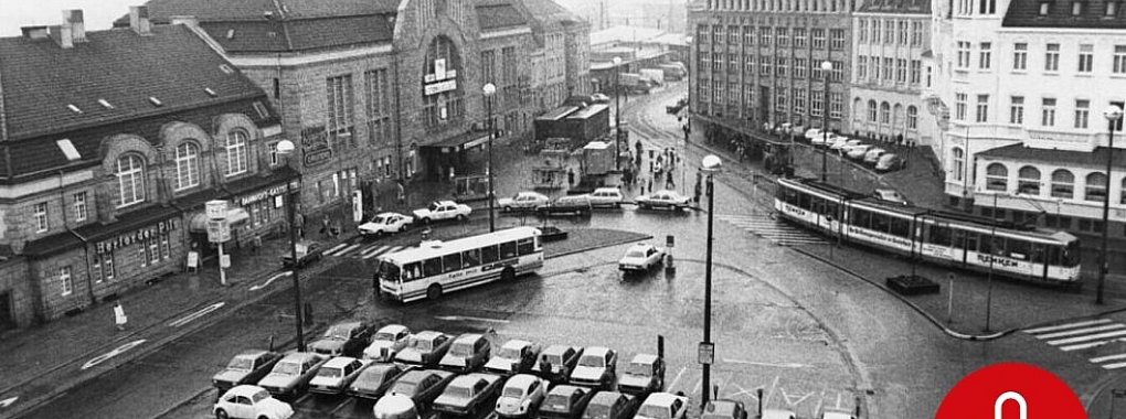 Am Bielefelder Hauptbahnhof - hier ein Foto aus den 1980er Jahren - begann der Fall Josef K. - &copy; NW-Archiv