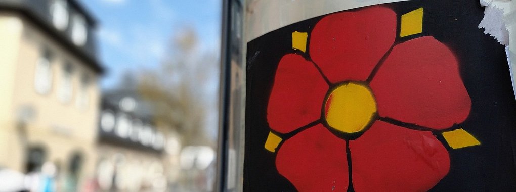 "Lippe bleibt rosig!" heißt es auf etlichen Plakaten, die im Detmolder Stadtgebiet hängen - wie hier an einer Litfaßsäule gegenüber der Tourist-Information. - © Yvonne Glandien