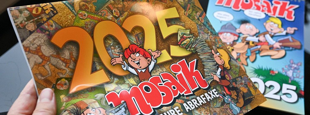 2025 feiert das Mosaik ein doppeltes Jubiläum - unter anderem das 50. Abenteuer-Jahr der Abrafaxe. - © Jens Kalaene/dpa
