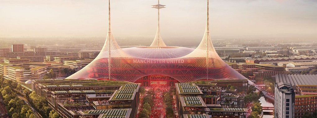 So könnte das neue Stadion von Manchester United aussehen. Noch ist die Entscheidung nicht endgültig. - © Foster + Partners/PA Media/dpa