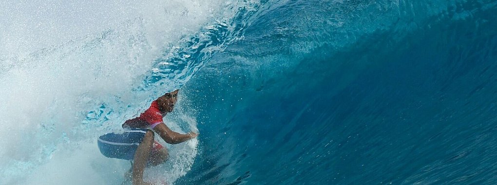 Olympiasieger werden in der eigenen Heimat: Kauli Vaast ist das vor Tahiti gelungen. - &copy; Ben Thouard/Pool AFP/AP/dpa