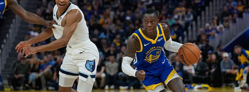 Dennis Schröder (am Ball) siegte mit den Golden State Warriors nach zuletzt zwei klaren Niederlagen in Folge. - © Godofredo A. Vásquez/AP/dpa