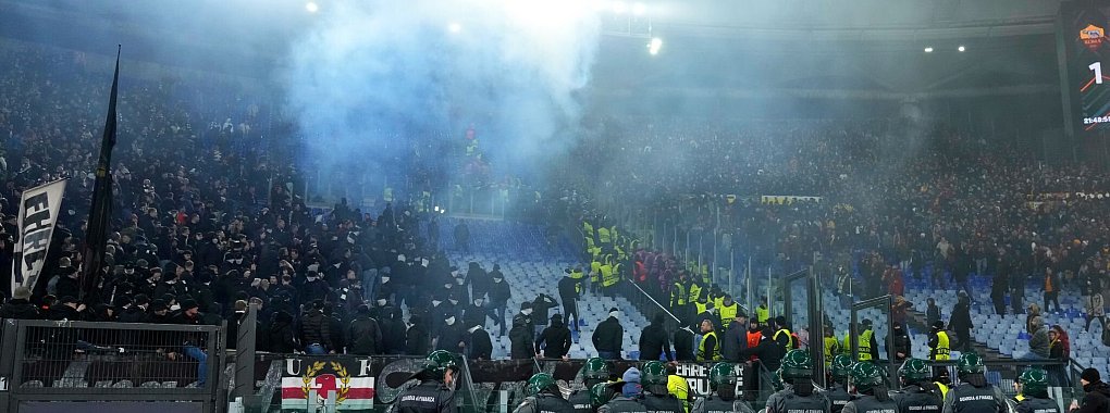 Randale in Rom: Eintracht Frankfurt in der Europa League. - © Giuseppe Maffia/dpa