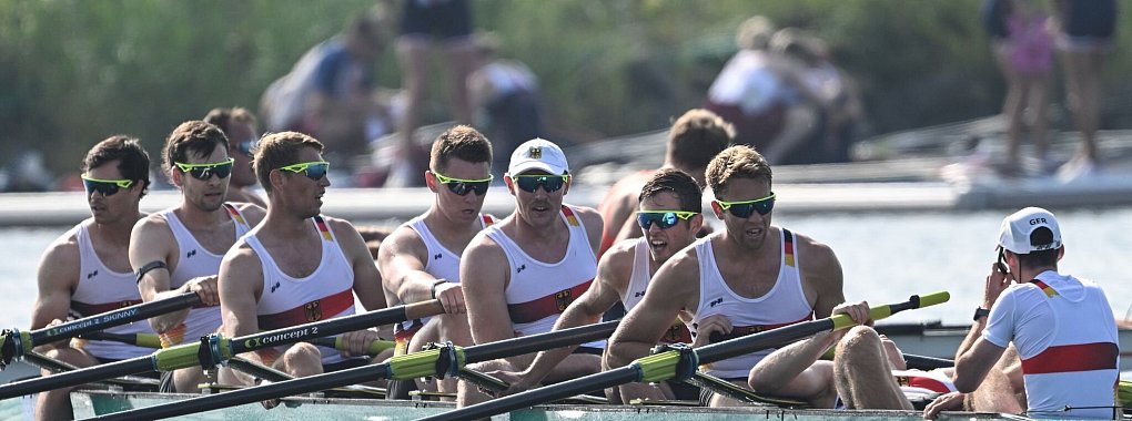 Der Deutschland-Achter blieb im olympischen Finale ohne Medaille. - &copy; Sebastian Kahnert/dpa