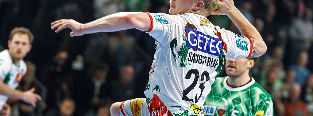 Magnus Saugstrup war mit sieben Treffern bester SCM-Schütze gegen die Löwen - © Andreas Gora/dpa