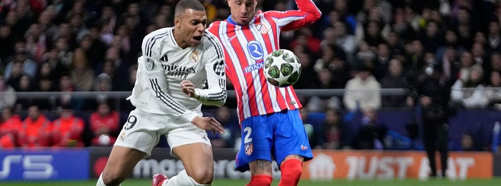 Real um Kylian Mbappé und Atletico mit Jose Gimenez lieferten sich auch im Achtelfinal-Rückspiel einen harten Kampf. - © Bernat Armangue/AP/dpa