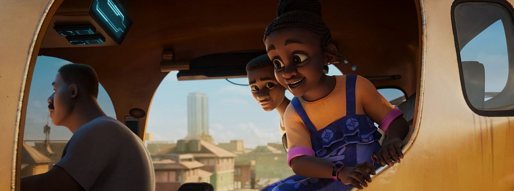 Szene aus der Kinderserie Iwaju, einer Animationsserie, die in einem futuristischen Lagos in Nigeria, spielt. - © Disney/dpa