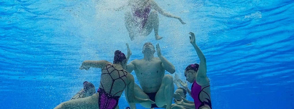 M&auml;nner im Synchronschwimmen sind bei Olympia zwar erlaubt, aber keiner ist in Paris am Start. - &copy; David J. Phillip/AP