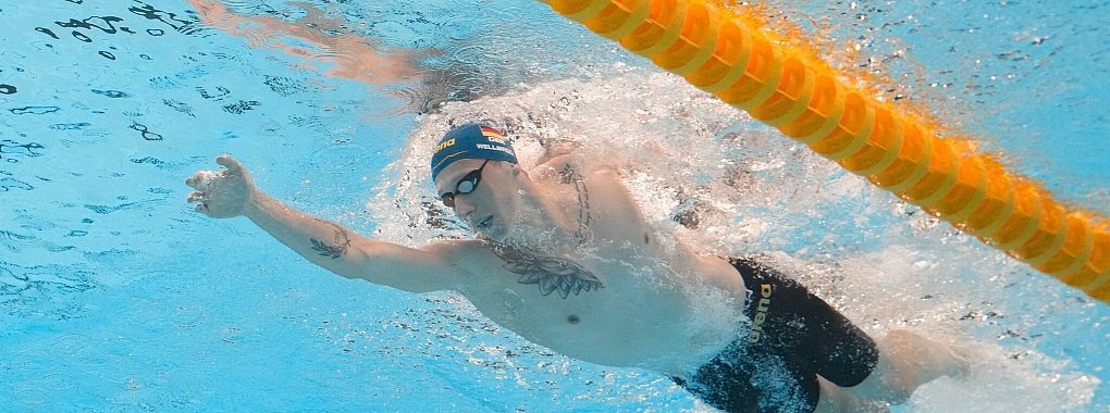 Steht im WM-Finale &uuml;ber 1500 Meter Freistil: 
Florian Wellbrock. - &copy; Lee Jin-man/AP