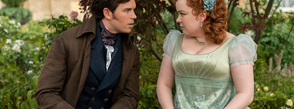 Luke Newton (l) als Colin Bridgerton und Nicola Coughlan als Penelope Featherington in Folge 301 von "Bridgerton". - Cr. Liam Daniel/Netflix &copy; 2024/dpa