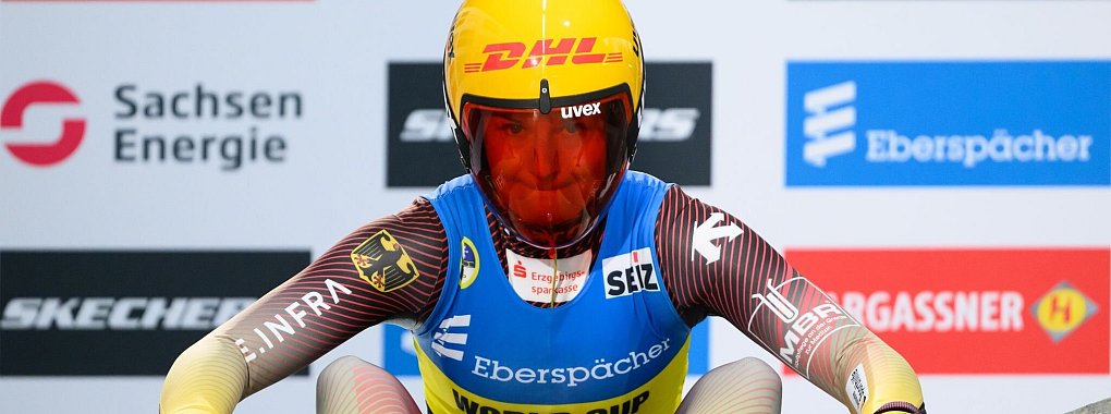 Julia Taubitz am Start der Rodelbahn in Altenberg. - &copy; Robert Michael/dpa