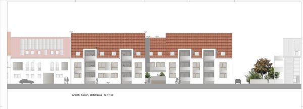 So könnte das Mehrfamilienhaus an der Stiftstraße aussehen. Im hinteren Areal an der Mohlenstraße sind acht Reihenhäuser geplant. - © Wesertal Bauträger GmbH/Architekturbüro Drees