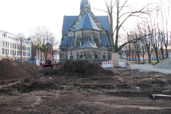 An der Christuskirche sind Bäume gefällt worden. - © Jana Beckmann