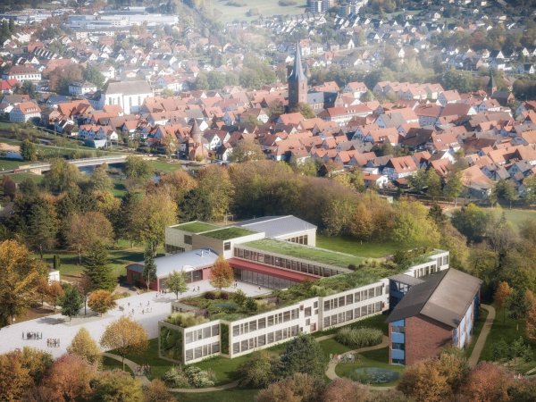 So soll das Lügder Schulzentrum am Ramberg nach dem millionenschweren Umbau aussehen. Dessen Abschluss prognostiziert Kämmerer Hans-Jürgen Wigge für Ende des Jahres. - © schmersahl | biermann | prüßner Architekten- und Stadtplaner