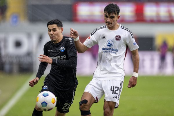 Hoffnungsträger unter sich: SCP-Leistungsträger Raphael Obermair wird wieder auf der Sechs spielen. Nürnberg hofft derweil auf Tore von Can Uzun (r.). - © picture alliance/dpa
