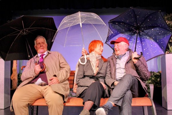 Adrienne (Liane Kreye) wirbelt das Leben von Harold (Manfred Templin, links) und Burt (Ulrich Holle) ordentlich durcheinander. - © Lorraine Brinkmann