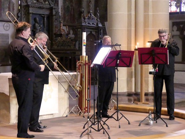 Das Posaunenquartett OPUS 4 mit Wolfram Kuhnt, Michael Peukert, Dirk Lehmann und Jörg Richter (von links). - © Rudi Rudolph