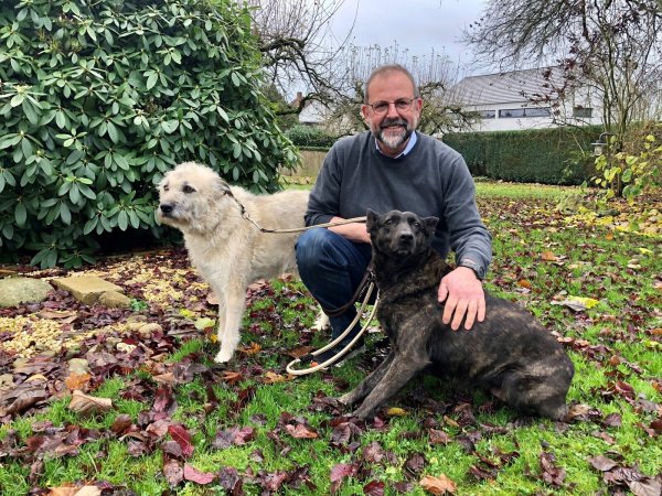 Der neue Vorsitzende des Tierschutzvereins Bad Salzuflen-Lemgo, Jürgen Krüll, mit seinen Hunden. - © Sven Kienscherf