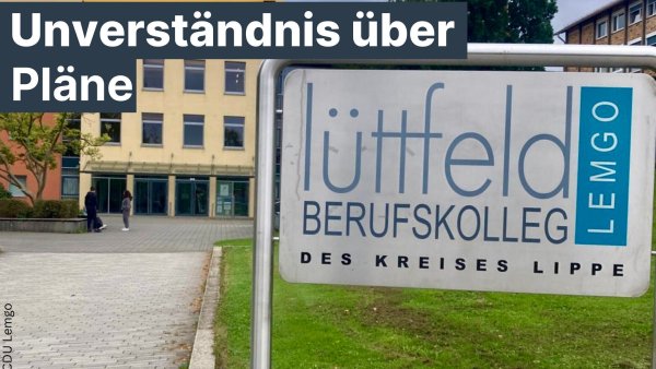 Mit diesem Kampagnen-Foto macht die Lemgoer CDU Front gegen eine Verlagerung wichtiger Disziplinen an den Standort Detmold der lippischen Berufskollegs. - © CDU Lemgo