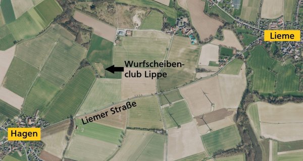 Zwischen Lieme und Hagen liegt die Wurfscheibenanlage in Lückhausen. Seit Jahrzehnten ist sie in Betrieb. Das hat zur Folge, dass der Boden dort – wie bei ähnlichen Anlagen auch – durch die bleihaltige Munition und Kunststoffe belastet ist. - © Grafik: Till Brand, Geoportal NRW