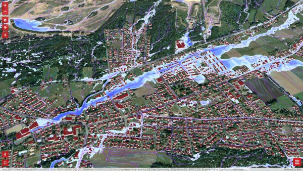 Ein Auszug aus der Starkregen-Gefahrenkarte des Kreises Lippe für Augustdorf. Sie zeigt, dass bei einem sogenannten Jahrhundertregen tatsächlich etliche Straßen und Häuser unter Wasser stehen könnten. - © Dieter Asbrock