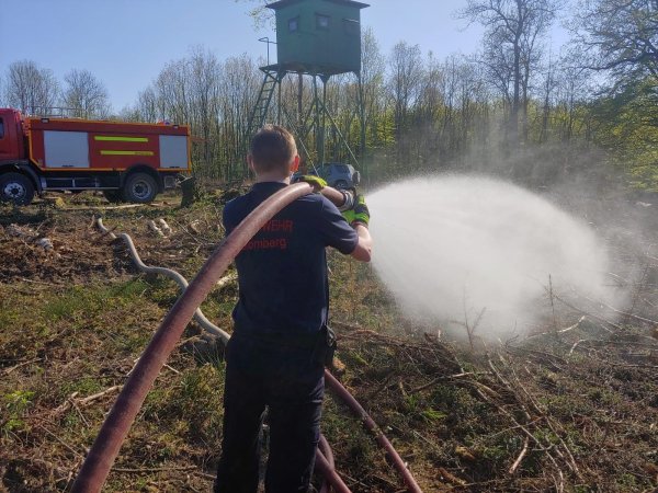 Die Feuerwehr hat am Nabberg 10.000 Douglasien gewässert und sie so vielleicht vor dem Vertrocknen gerettet. - © Feuerwehr Blomberg
