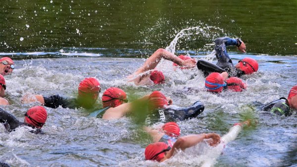 Wenn aus dem stillen Teich Wildwasser wird: Kampf um die beste Ausgangsposition beim Schwimmen. - © Jörg Hagemann