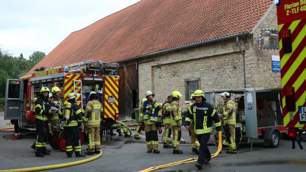 Die Scheune im Johannettental dient dem Lippischen Landesmuseum als Lager. Am Mittwochmittag ist hier ein Feuer ausgebrochen. - © Alexandra Schaller