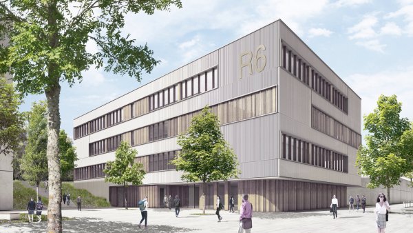So soll das neue Anatomiegebäude R.6 auf dem Campus Süd der Universität Bielefeld einmal aussehen. Besonders ist vor allem das Innere. - © agn Niederberghaus & Partner GmbH (Visualisierung)