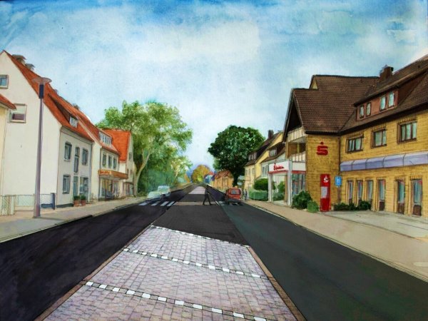 Das Bild der Lemgoer Straße wird sich durch die Umgestaltung grundlegend verändern. - © Grafik: Stadt Detmold/Laureen Dawid