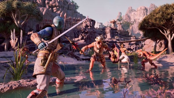 Willkommen auf den Living Lands, einer geheimnisvollen Insel voller Abenteuer und Gefahren, wo zum Beispiel diese Echsenwesen ihr Unwesen treiben. - © Xbox Game Studios