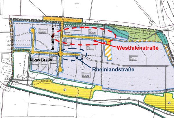 Künftig sind alle Landesteile per Straßennamen im Industriepark Lippe vertreten. - © Grafik: Stadt Horn-Bad Meinberg