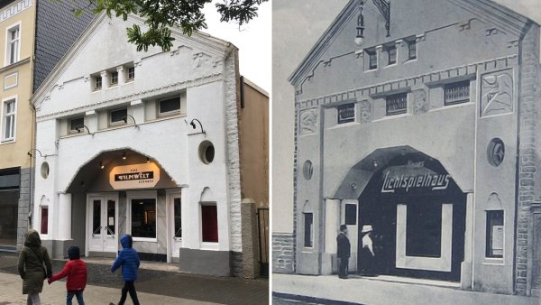 Die Filmwelt in der oberen Langen Straße hat 1911 als „Lichtspielhaus" eröffnet. Es war eines der ersten reinen Kinobauten. - © Archivfoto: Martin Hostert/Postkarte 1918, Urheber unbekannt