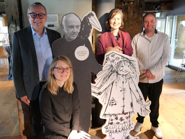 Ausstellungseröffung "Die kleine Hexe" im Hexenbürgermeisterhaus. Mit Bürgermeister Markus Baier, Kuratorin Ida Schneider, Verlegerin Bärbel Dorweiler und Museumsleiter Fabian Schröder (von links). - © Thomas Krügler