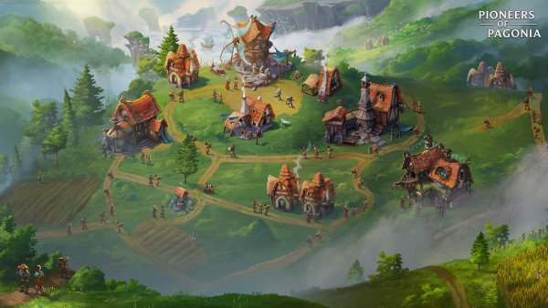 Im Strategiespiel „Pioneers of Pagonia“ bauen wir eine Siedlung, erkunden die Umgebung und errichten einen komplexen Wirtschaftskreislauf. - © Envision Entertainment