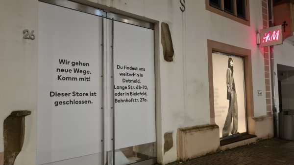 Die Lemgoer H&M-Filiale hat seit Sonntag geschlossen. - © Nadine Uphoff