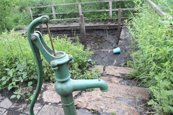 Das Moortretbecken am Stinkebrink ist das einzige Relikt der früheren Heilmittelanwendung. Hier kann man sich die Füße im Moor vertreten und mit Wasser aus der Handschwengelpumpe wieder säubern. - © Dieter Asbrock