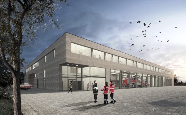 Auch die neue Hauptfeuerwache, die an der Lockhauser Straße in Aspe entsteht, wird Teil der neuen Gebäudewirtschaft der Stadt werden. Die Investition hier beträgt hier knapp 20 Millionen Euro. Erster offizieller Spatenstich war im vergangenen Dezember, die Fertigstellung ist für Frühjahr 2023 geplant - © Stadt Bad Salzuflen