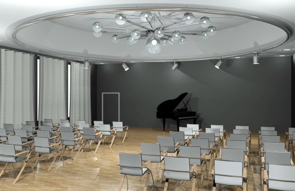 Modell des Multifunktionsraums im Verwaltungsgebäude der HfM Detmold.  - © Grafik: Veronique Stegmann