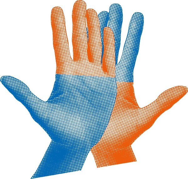 Die zweifarbigen Hände sind das Logo des Bündnisses #unteilbar. - © Bündnis #unteilbar