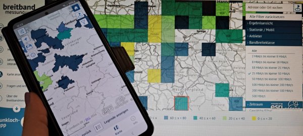 Über die App für die Breitbandmessung lässt sich die tatsächliche Datenübertragungsrate ermitteln. Die Karte zeigt, dass das Handynetz nicht überall in OWL schnell ist. - © Jemima Wittig