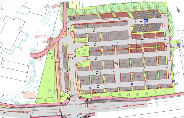 Am Parkplatz Werrebogen an der Hornschen Straße sind die Wohnmobilstellplätze ein Erfolgsmodell. Deswegen sollen nun noch weitere eingerichtet werden. Die favorisierte Planvariante A zeigt, wie es aussehen soll - das Änderungsgebiet liegt im oberen rechten Viertel. - © Stadt Detmold