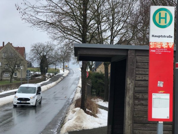 Von hier ist die Grundschule am Schloss in Brake so nah und doch so fern. Weil der Schulbus ab Wahmbeckerheide (hier die Haltestelle Hauptstraße) noch erst die Runde über die Südschule dreht, kommen die Kinder momentan immer zu spät zum Unterricht.  - © Till Brand