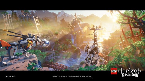 So kaputt – und doch so schön: Die postapokalyptische Welt von „Horizon“ bekommt die Lego-Version ähnlich gut hin wie das Original. - © Guerrilla Games/Lego