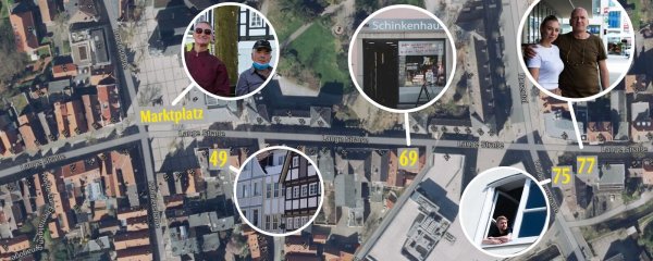 Was halten die Menschen vor Ort von ihrer Straße? Wir haben uns in der unteren Langen Straße umgehört. - © Geobasisdaten NRW/Raphael Bartling