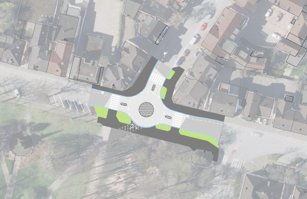 Wegen seiner Unübersichtlichkeit und eines erhöhten Unfall-Risikos soll dieser Knotenpunkt in Detmold zu einem Kreisverkehr umgebaut werden. - © Grafik: Stadt Detmold